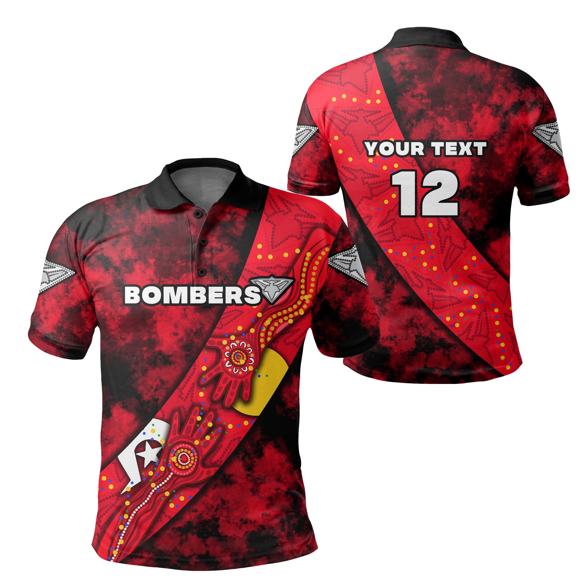 (Custom Personalised) Bombers NAIDOC Week Polo Shirt Essendon Aboriginal Special Version LT16 - Vibe Hoodie Shop