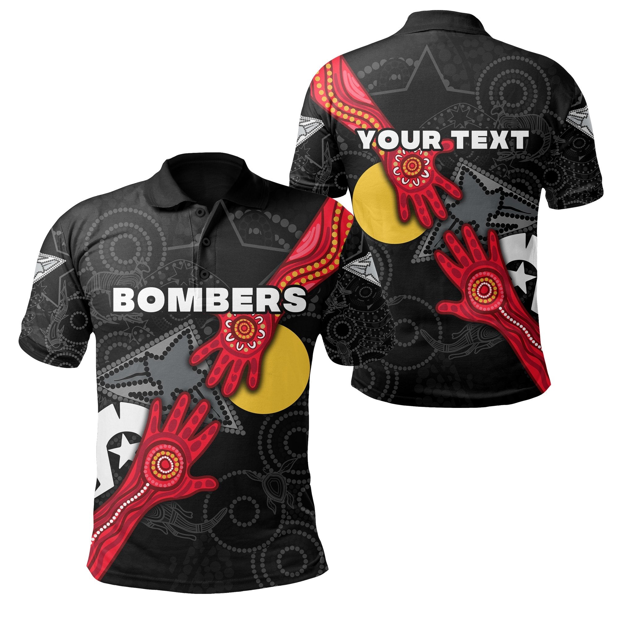 (Custom Personalised) Bombers NAIDOC Week Polo Shirt Essendon Aboriginal - Vibe Hoodie Shop