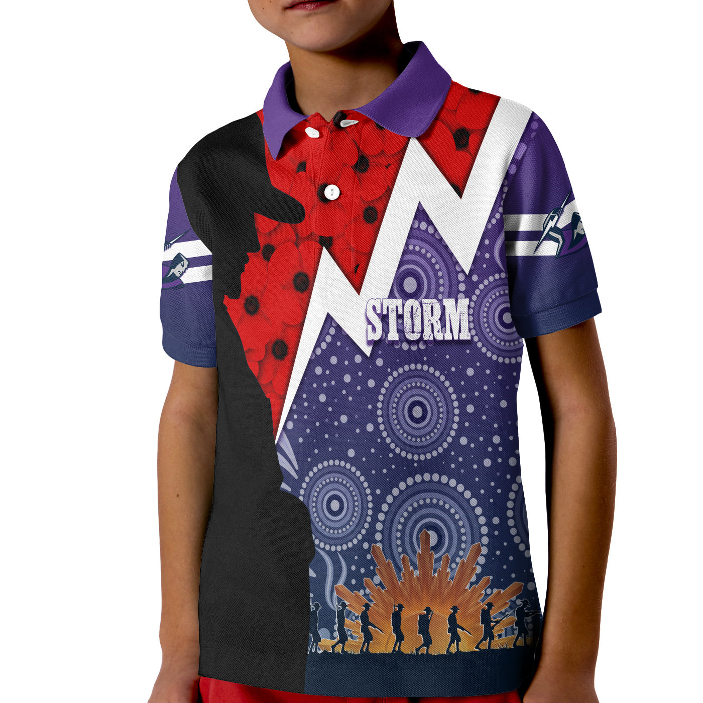 Melbourne Storm Rugby Polo Shirt ANZAC Day Thunder Style - Vibe Hoodie Shop