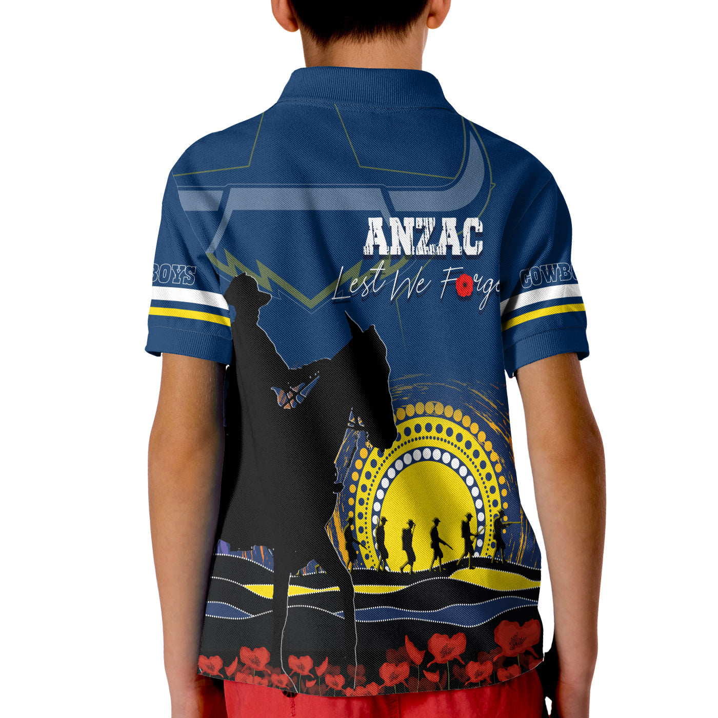 Cowboys Rugby Polo Shirt ANZAC Day We Will Remember Them - Vibe Hoodie Shop