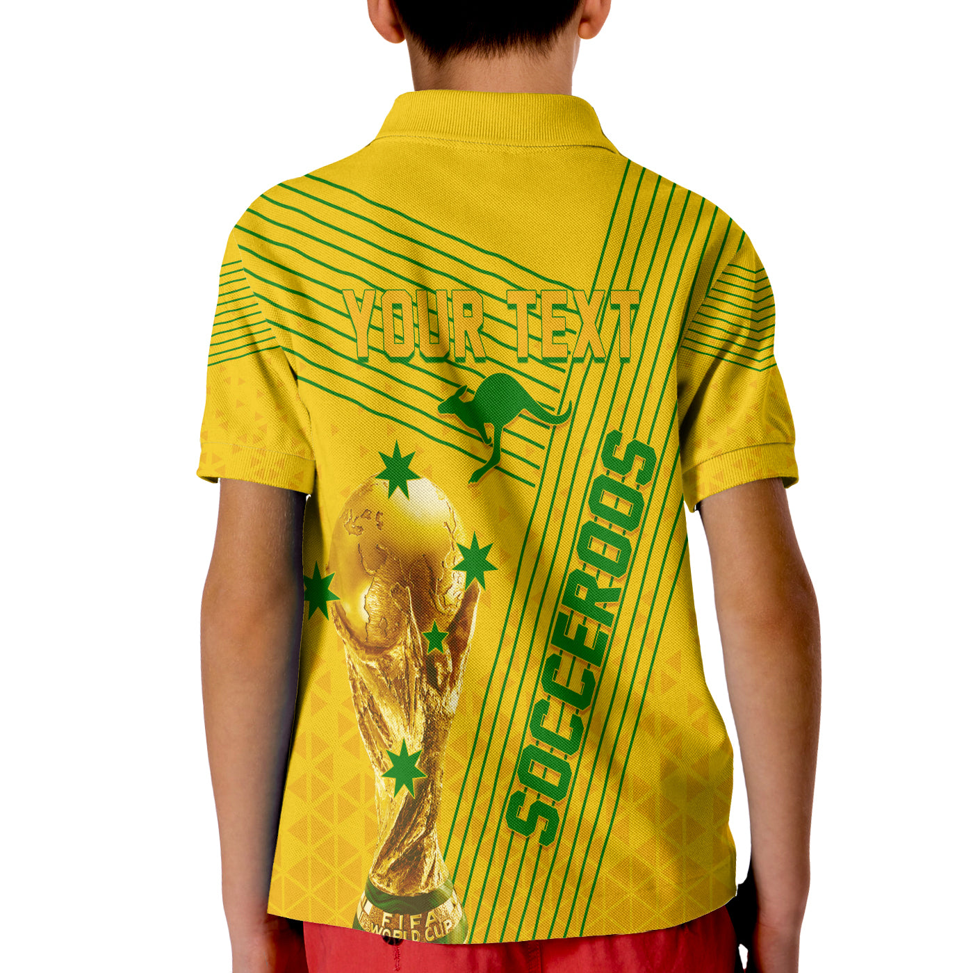 Personalised Australia Soccer WC 2022 Polo Shirt KID Socceroos Sporty Style - Vibe Hoodie Shop