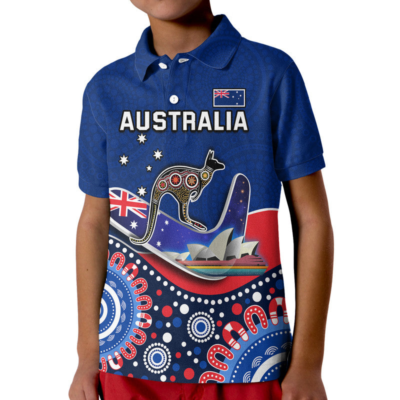 Australia Day Polo Shirt Indigenous Kangaroo And Boomerang LT9 - Vibe Hoodie Shop