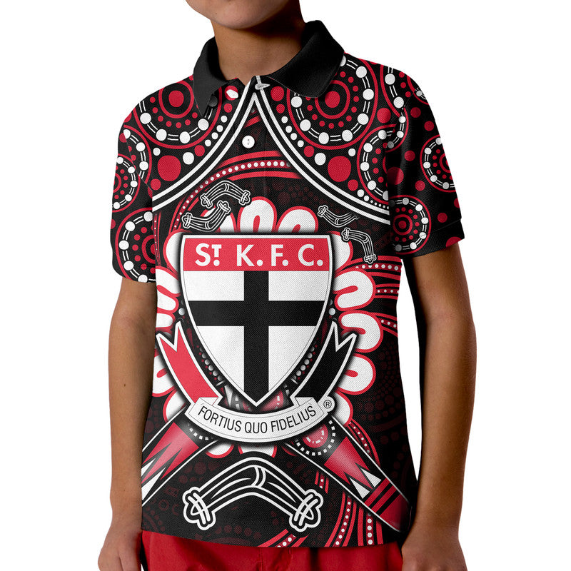 (Custom Personalised) St Kilda Saints Polo Shirt Boomerang Indigenous Dots LT9 - Vibe Hoodie Shop