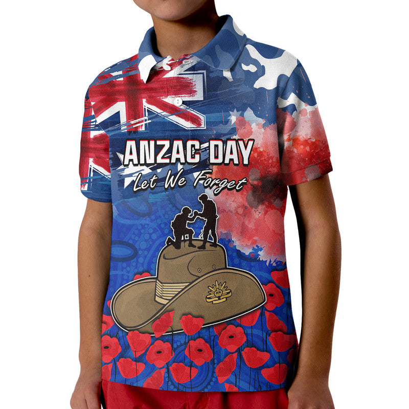 (Custom Personalised) Australia ANZAC Day Polo Shirt Grunge Australia Flag and Red Poppy LT9 - Vibe Hoodie Shop