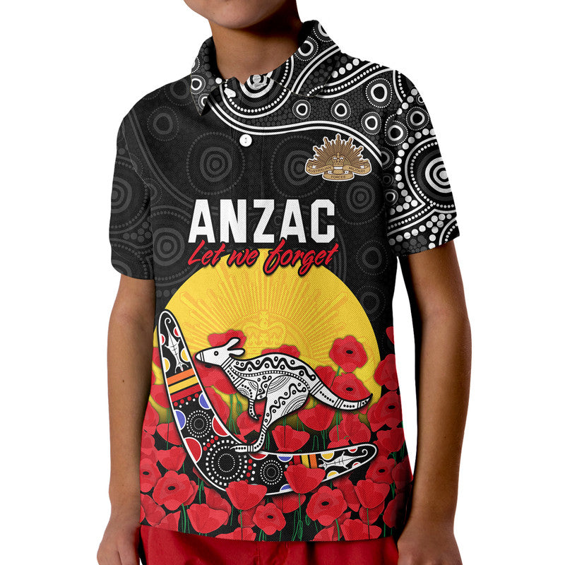 (Custom Personalised) Australia ANZAC Polo Shirt Kangaroo Boomerang with Poppy LT9 - Vibe Hoodie Shop