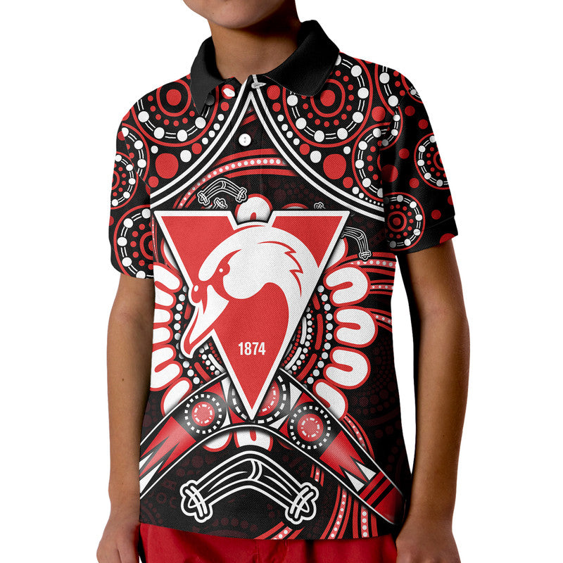 Swans Football Polo Shirt Boomerang Indigenous Dots LT9 - Vibe Hoodie Shop