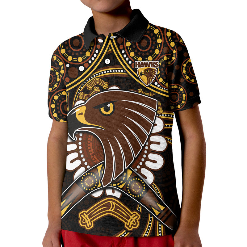 (Custom Personalised) Hawks Football Polo Shirt Boomerang Indigenous Dots LT9 - Vibe Hoodie Shop