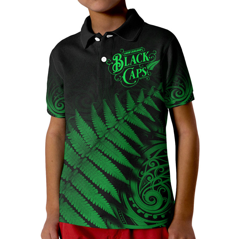 New Zealand Kiwis Cricket Team Polo Shirt Black Caps Silver Fern Mixed Maori Pattern Version Green LT9 - Vibe Hoodie Shop