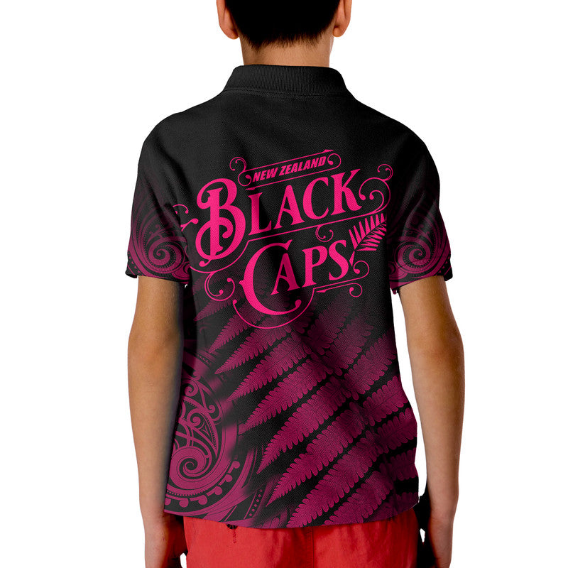 New Zealand Kiwis Cricket Team Polo Shirt Black Caps Silver Fern Mixed Maori Pattern Version Pink LT9 - Vibe Hoodie Shop