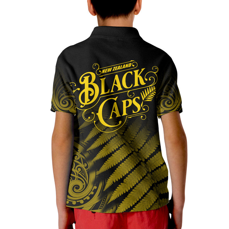 New Zealand Kiwis Cricket Team Polo Shirt Black Caps Silver Fern Mixed Maori Pattern Version Gold LT9 - Vibe Hoodie Shop