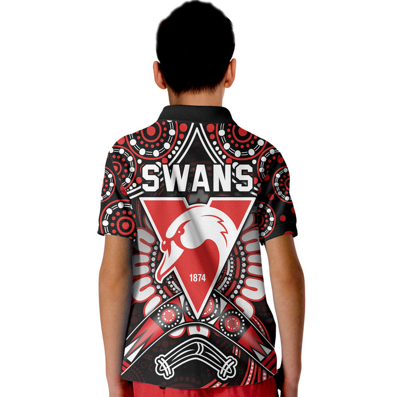 Swans Football Polo Shirt Boomerang Indigenous Dots LT9 - Vibe Hoodie Shop