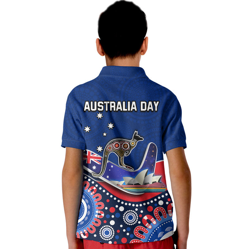 Australia Day Polo Shirt Indigenous Kangaroo And Boomerang LT9 - Vibe Hoodie Shop