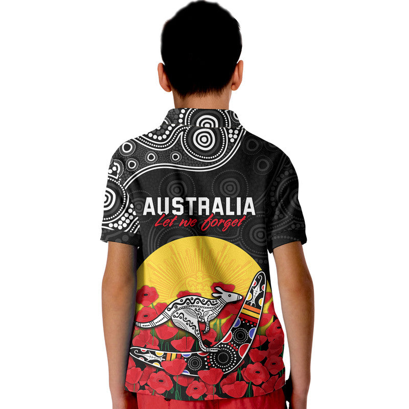 Australia ANZAC Polo Shirt Kangaroo Boomerang with Poppy LT9 - Vibe Hoodie Shop