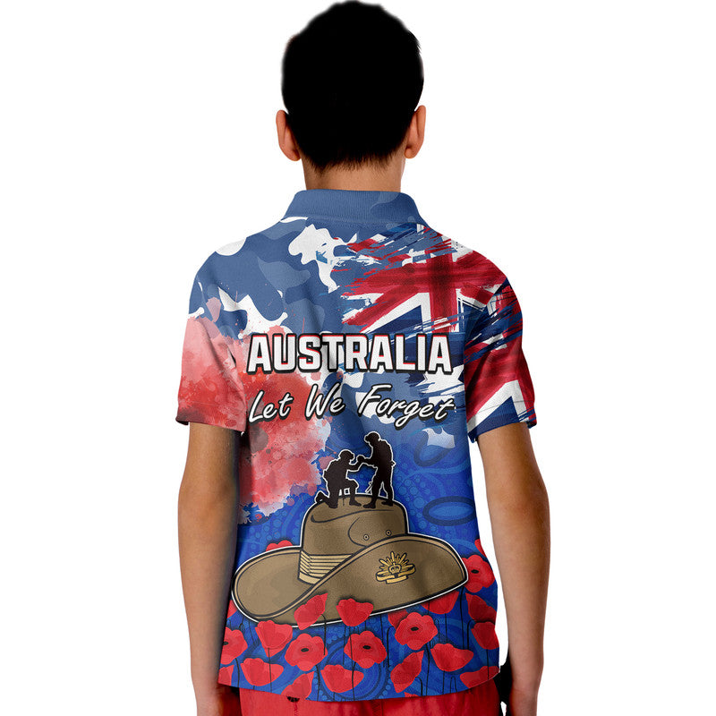 Australia ANZAC Day Polo Shirt Grunge Australia Flag and Red Poppy LT9 - Vibe Hoodie Shop