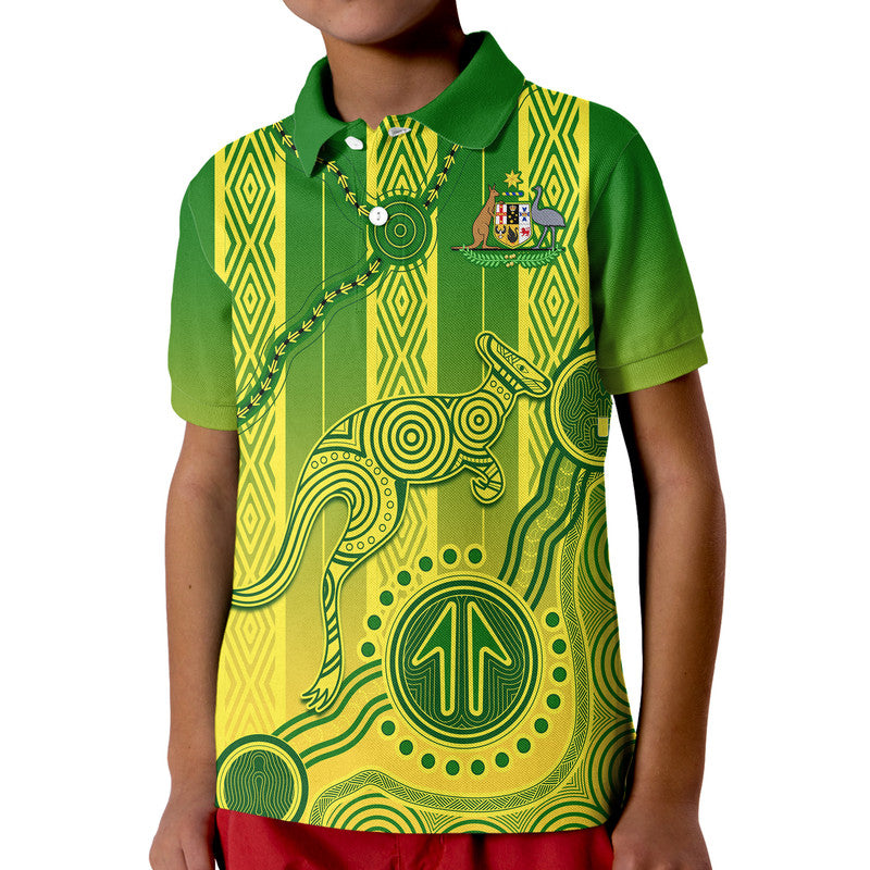 (Custom Personalised) Australia Soccer Kid Polo Shirt Go Aussie Socceroos With Kangaroo - Vibe Hoodie Shop