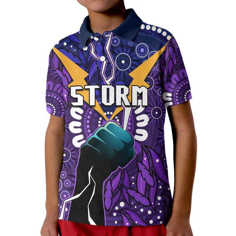 (Custom Personalised) Storm Rugby Kid Polo Shirt Indigenous With Thunder Go Storm - Vibe Hoodie Shop