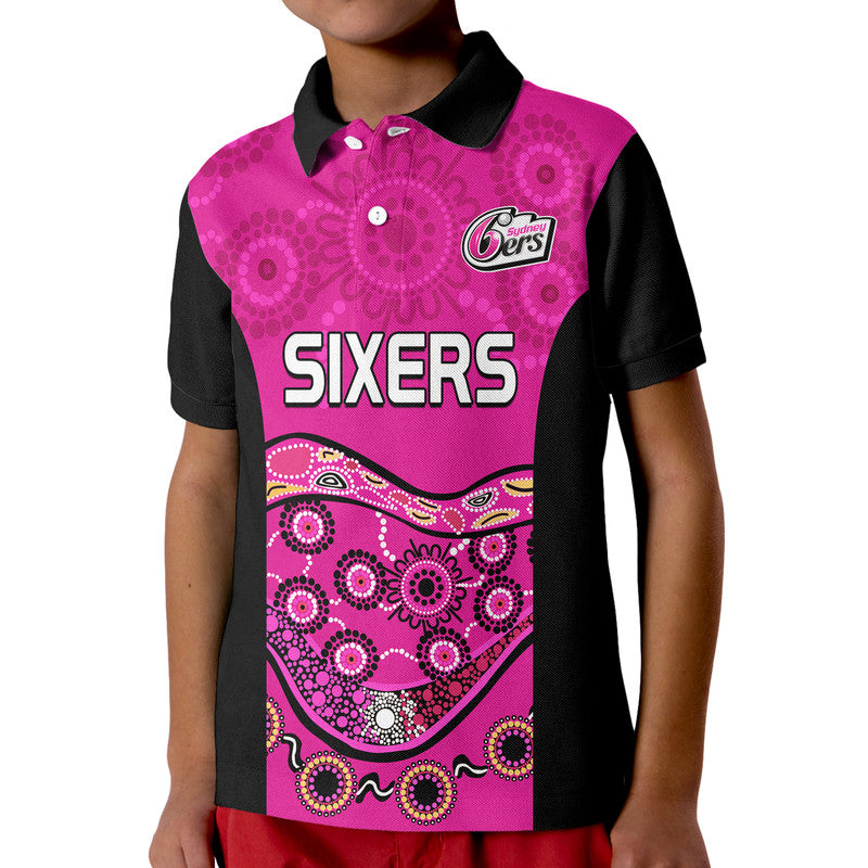 (Custom Personalised) Sixers Cricket Kid Polo Shirt Sydney Aboriginal - Vibe Hoodie Shop