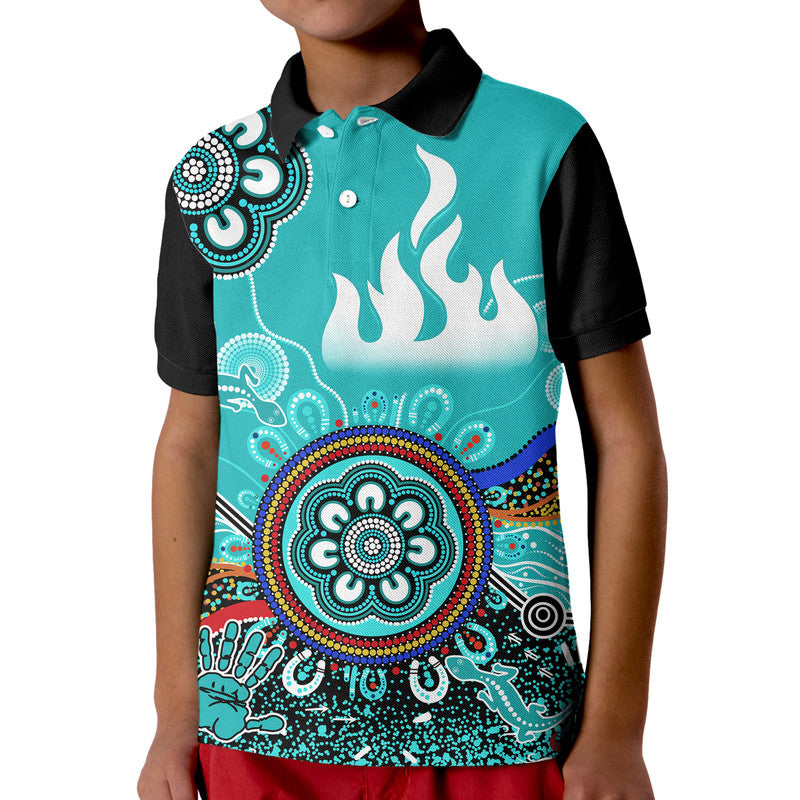 (Custom Personalised) Brisbane Heat Kid Polo Shirt Cricket Indigenous Aboriginal Lizard Version - Vibe Hoodie Shop