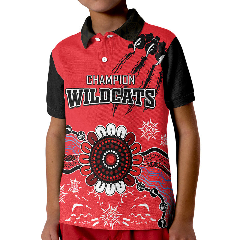 (Custom Personalised) Wildcats Basketball Kid Polo Shirt Go Champions Aboriginal - Vibe Hoodie Shop