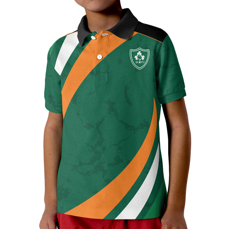 (Custom Text And Number) Irish Rugby Sevens IRFU Kid Polo Shirt Sporty Style - Vibe Hoodie Shop