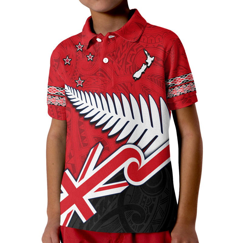 Waitangi Polo Shirt Aotearoa Tino Rangatiratanga Flag with Silver Fern LT9 - Vibe Hoodie Shop