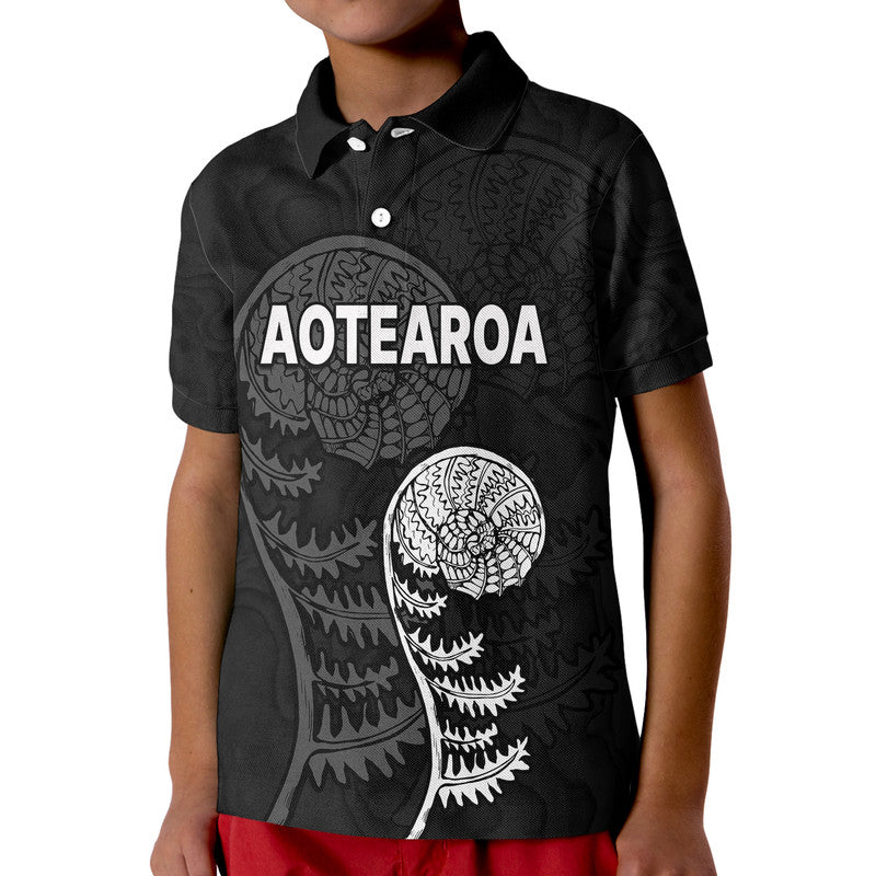 (Custom Personalised) Aotearoa Silver Fern Kid Polo Shirt - Vibe Hoodie Shop