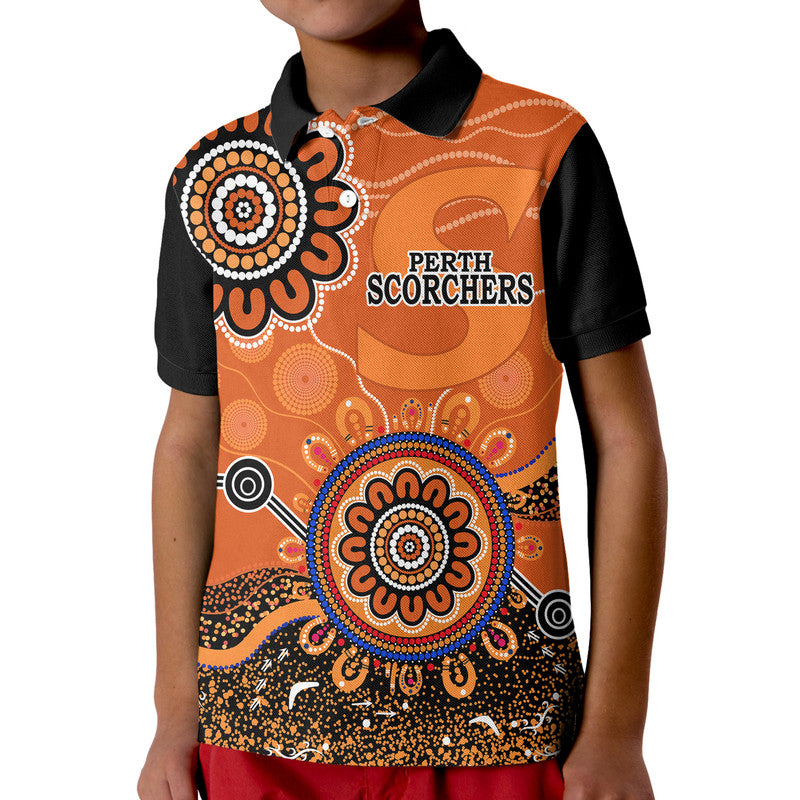 (Custom Personalised) Perth Scorchers Kid Polo Shirt Cricket Indigenous Aboriginal - Vibe Hoodie Shop