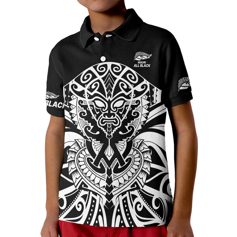 (Custom Text And Number) Aotearoa Silver Fern Rugby Sevens Kid Polo Shirt Maori Tribal All Black - Vibe Hoodie Shop