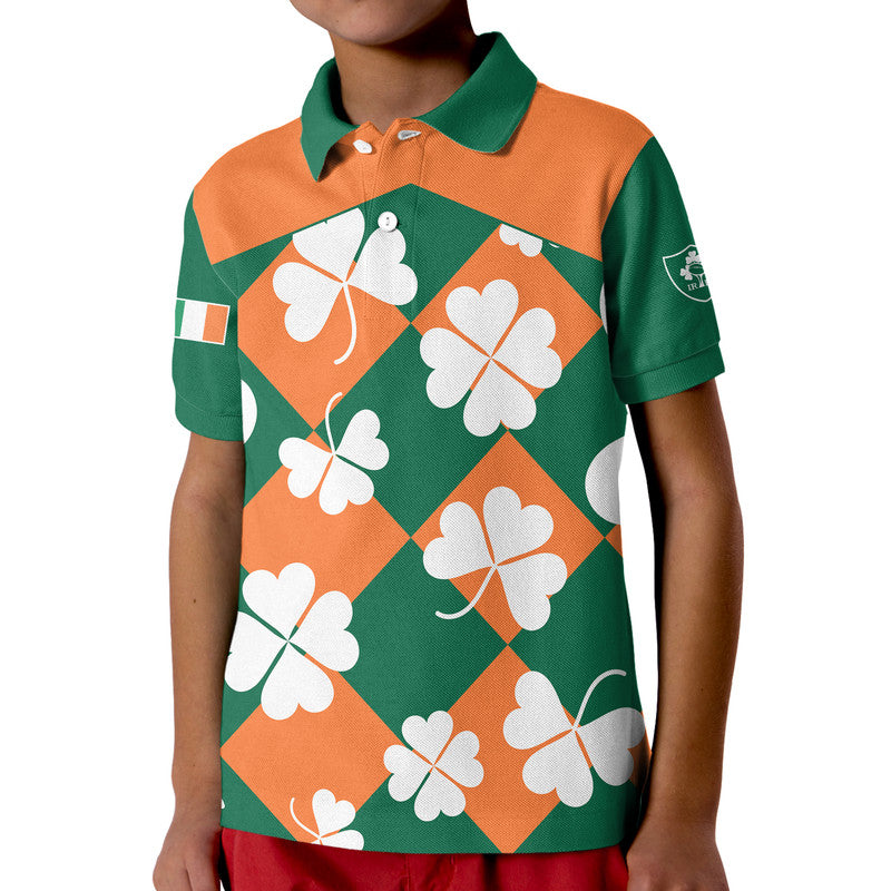 (Custom Text And Number) Ireland Rugby Sevens Kid Polo Shirt Shamrock Sporty Style - Vibe Hoodie Shop