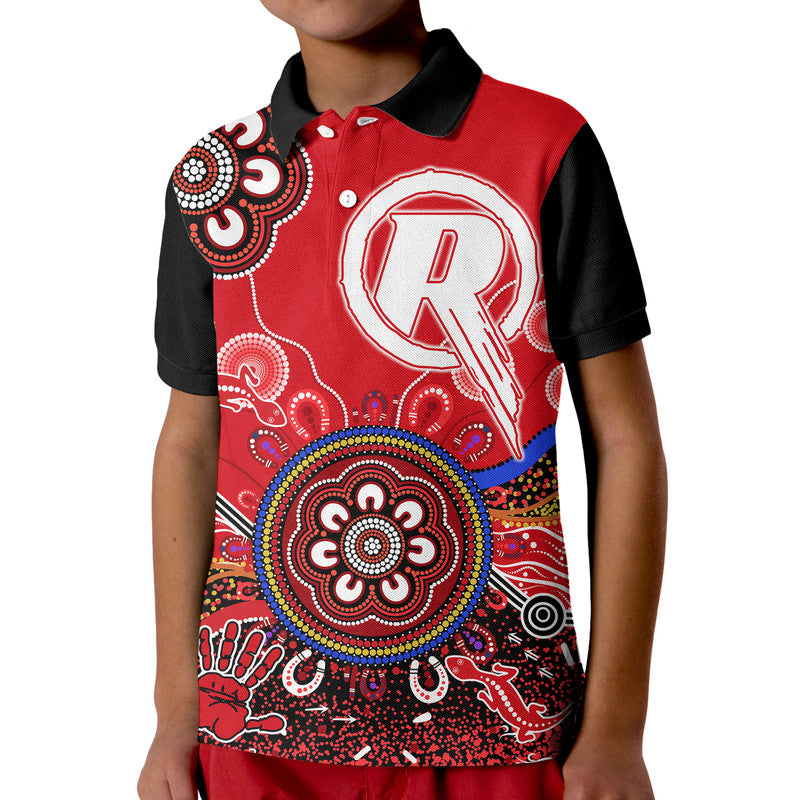 (Custom Personalised) Melbourne Renegades Kid Polo Shirt Cricket Indigenous Aboriginal Lizard Version - Vibe Hoodie Shop