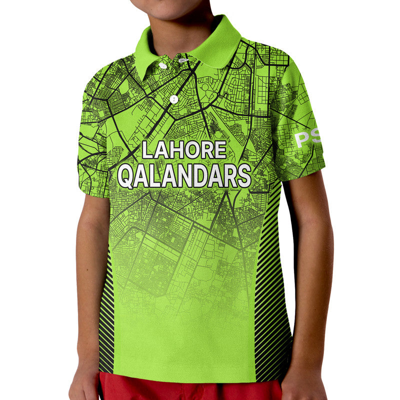 (Custom Personalised) Lahore Qalandars Kid Polo Shirt T20 Pakistan Cricket Version 2023 - Green - Vibe Hoodie Shop