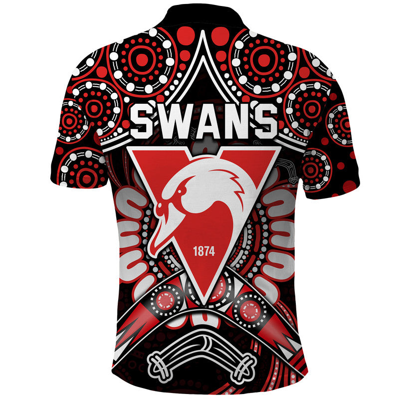 Swans Football Polo Shirt Boomerang Indigenous Dots LT9 - Vibe Hoodie Shop