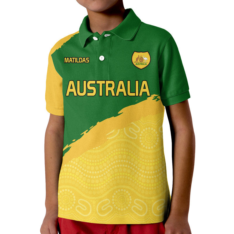 (Custom Personalised) Australia Soccer Kid Polo Shirt World Cup Football Matildas Female Socceroos - Vibe Hoodie Shop