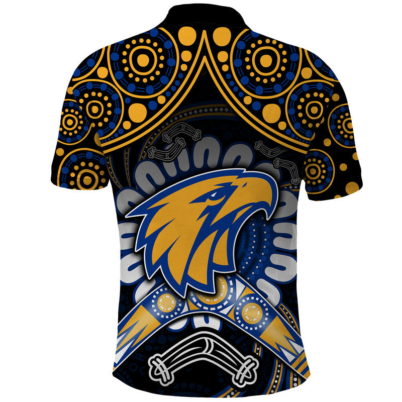 West Coast Eagles Polo Shirt Boomerang Indigenous Dots LT9 - Vibe Hoodie Shop