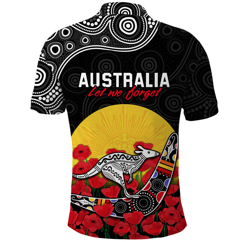 Australia ANZAC Polo Shirt Kangaroo Boomerang with Poppy LT9 - Vibe Hoodie Shop