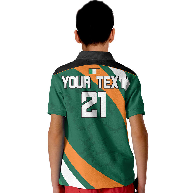 (Custom Text And Number) Irish Rugby Sevens IRFU Kid Polo Shirt Sporty Style - Vibe Hoodie Shop