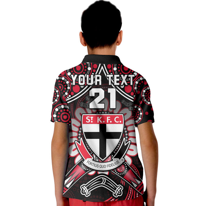 (Custom Personalised) St Kilda Saints Polo Shirt Boomerang Indigenous Dots LT9 - Vibe Hoodie Shop