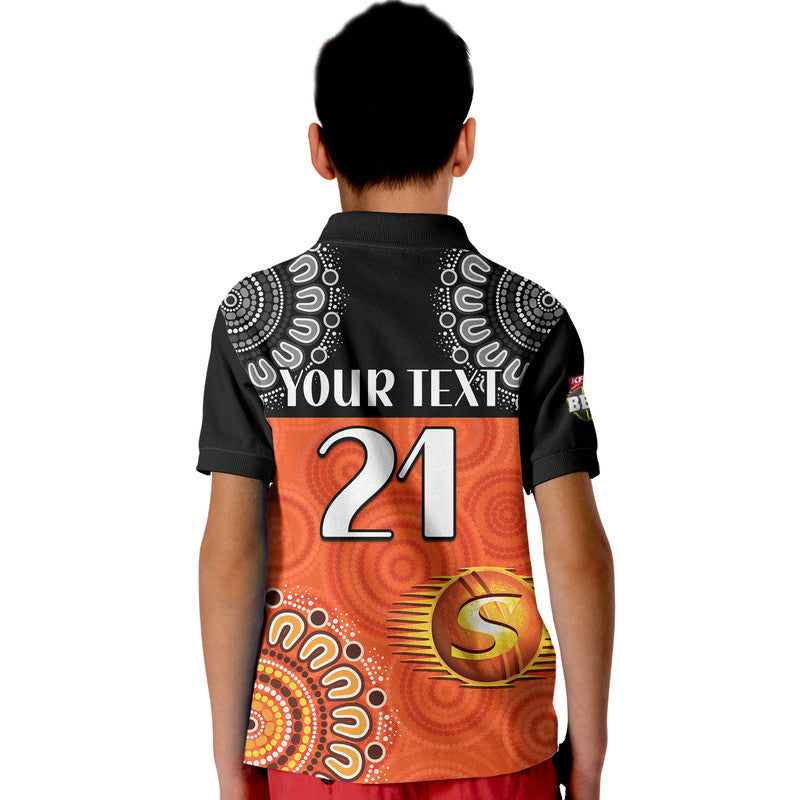 (Custom Personalised) Perth Scorchers Cricket Kid Polo Shirt Aboriginal Double Boomerang - Vibe Hoodie Shop