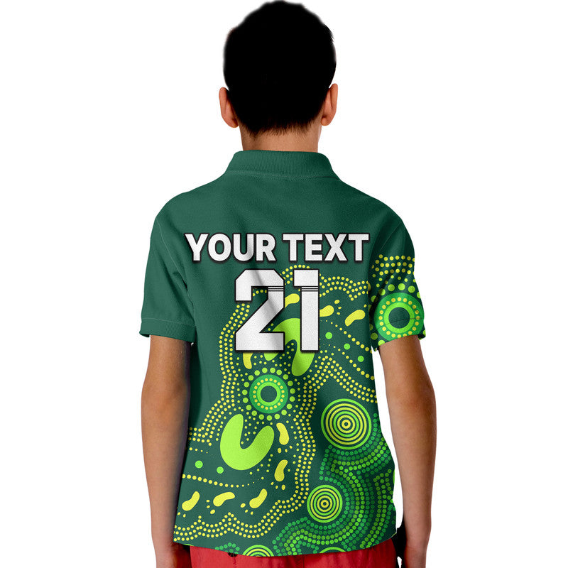 (Custom Text And Number) Australia Rugby Sevens Kid Polo Shirt Aboriginal - Vibe Hoodie Shop