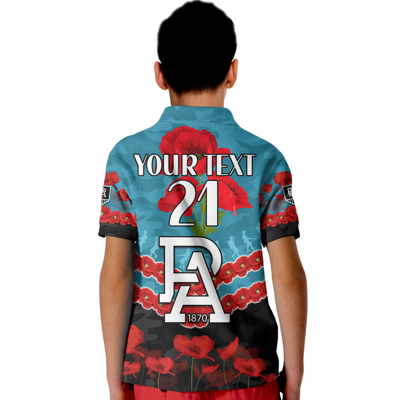 (Custom Personalised) Port Adelaide Power Football ANZAC Polo Shirt Lest We Forget LT9 - Vibe Hoodie Shop