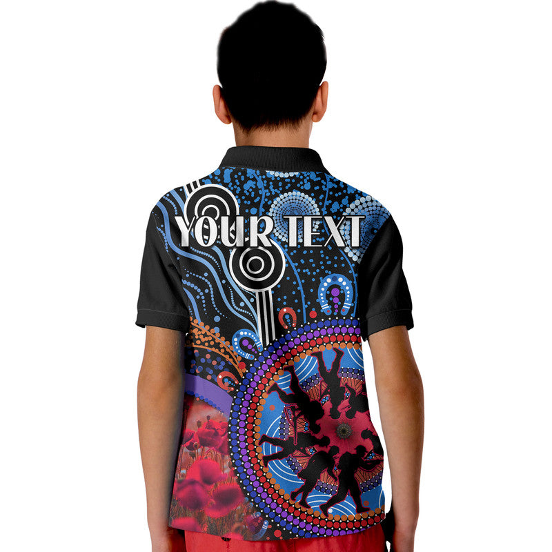 (Custom Personalised) Australia ANZAC Day Kid Polo Shirt Aboriginal Military and Poppy Flowers Style - Vibe Hoodie Shop