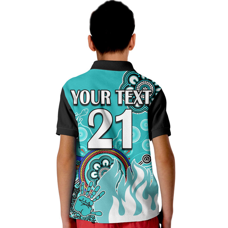 (Custom Personalised) Brisbane Heat Kid Polo Shirt Cricket Indigenous Aboriginal Lizard Version - Vibe Hoodie Shop