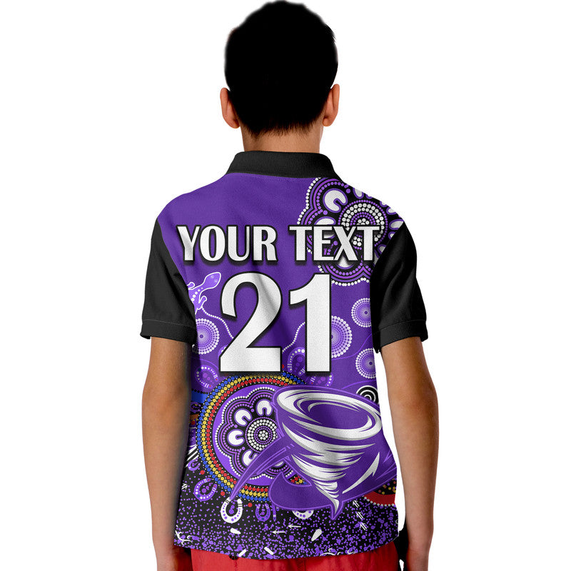 (Custom Personalised) Hobart Hurricanes Kid Polo Shirt Cricket Indigenous Aboriginal Lizard Version - Vibe Hoodie Shop