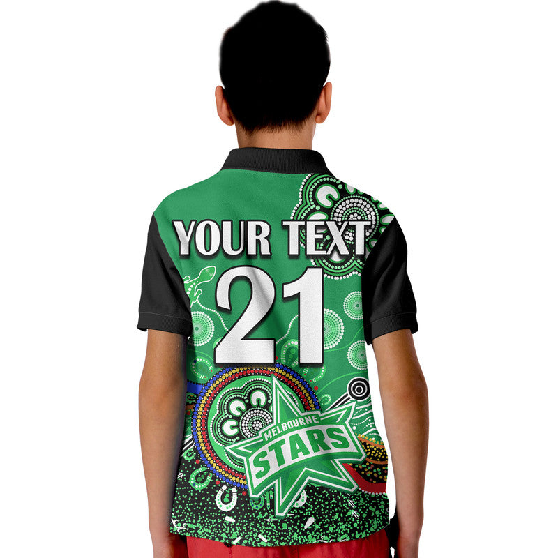 (Custom Personalised) Melbourne Stars Kid Polo Shirt Cricket Indigenous Aboriginal Lizard Version - Vibe Hoodie Shop