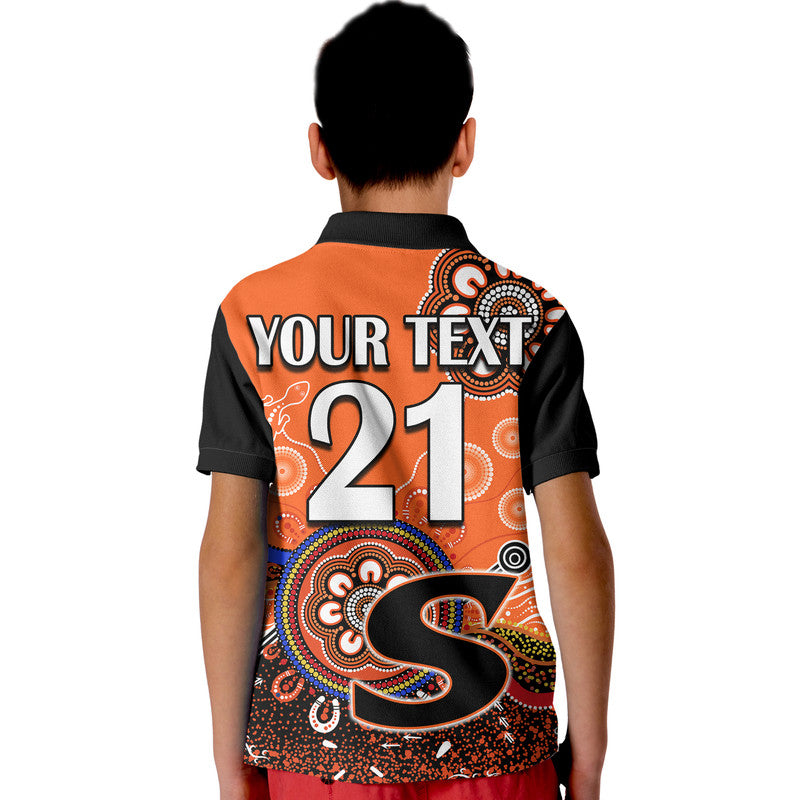 (Custom Personalised) Perth Scorchers Kid Polo Shirt Cricket Indigenous Aboriginal Lizard Version - Vibe Hoodie Shop