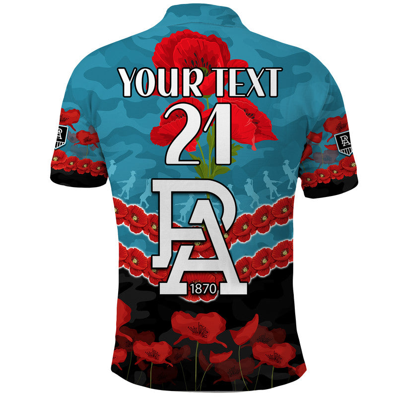 (Custom Personalised) Port Adelaide Power Football ANZAC Polo Shirt Lest We Forget LT9 - Vibe Hoodie Shop