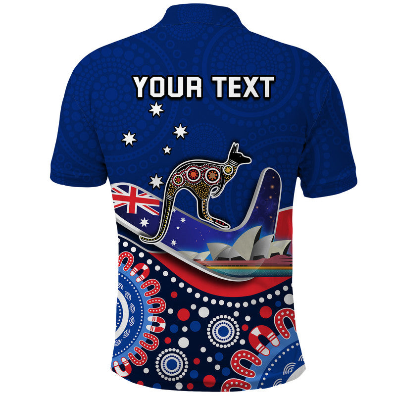 (Custom Personalised) Australia Day Polo Shirt Indigenous Kangaroo And Boomerang LT9 - Vibe Hoodie Shop