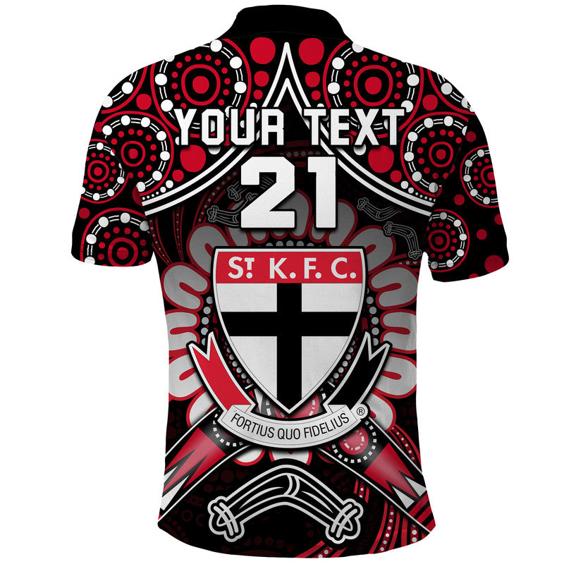 (Custom Personalised) St Kilda Saints Polo Shirt Boomerang Indigenous Dots LT9 - Vibe Hoodie Shop