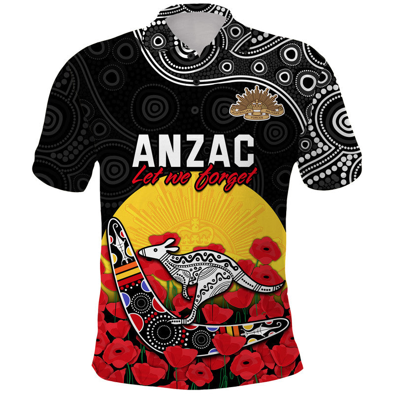 Australia ANZAC Polo Shirt Kangaroo Boomerang with Poppy LT9 - Vibe Hoodie Shop