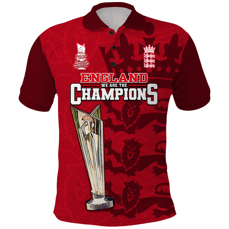 England Lions Cricket Champions Men's T20 World Cup 2022 Polo Shirt LT9 - Vibe Hoodie Shop